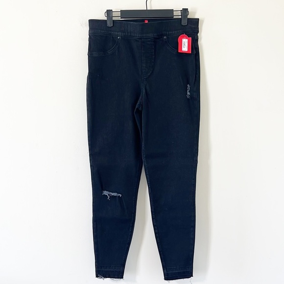 Spanx Vintage Black High Rise Distressed Denim Legging Size Large NWT - Picture 2 of 11